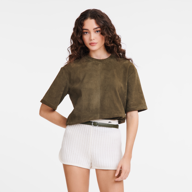 Longchamp Le Foulonné Cinturón De Mujer Cuero - Caqui