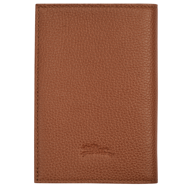 Longchamp Le Foulonné Funda Para Pasaportes Cuero - Caramelo