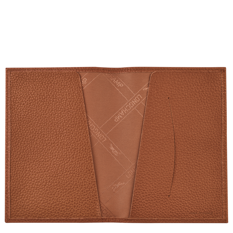 Longchamp Le Foulonné Funda Para Pasaportes Cuero - Caramelo
