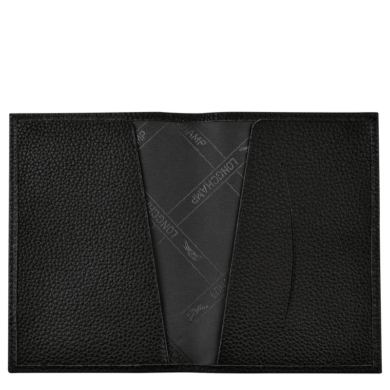 Longchamp Le Foulonné Funda Para Pasaportes Cuero - Negro