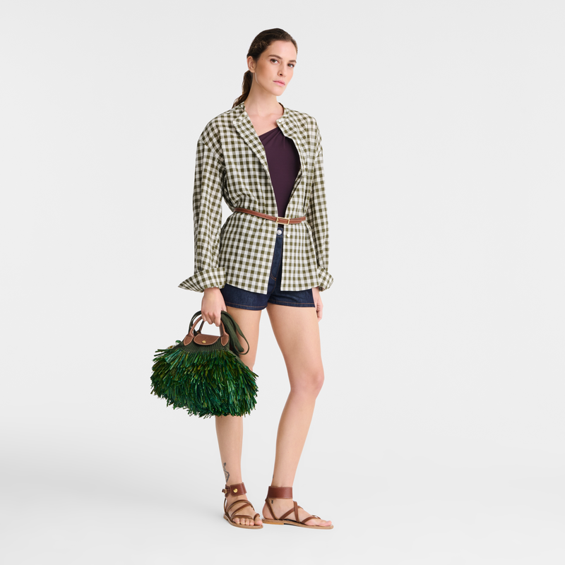 Longchamp Le Pliage Filet Bolsa De Malla L Tela - Caqui