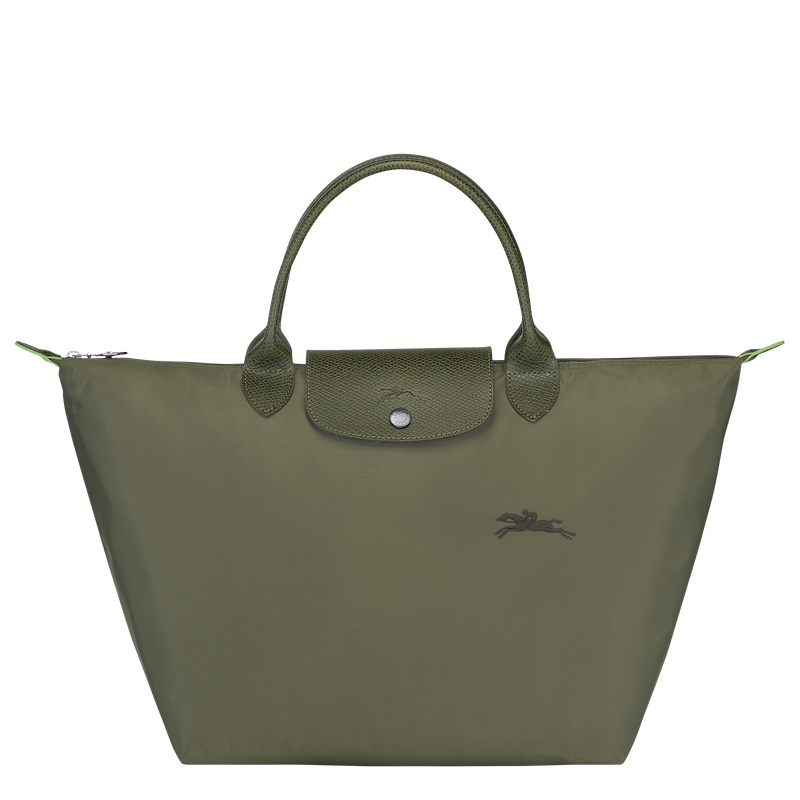 Longchamp Le Pliage Green Bolso con asa superior M Lona reciclada - Bosque