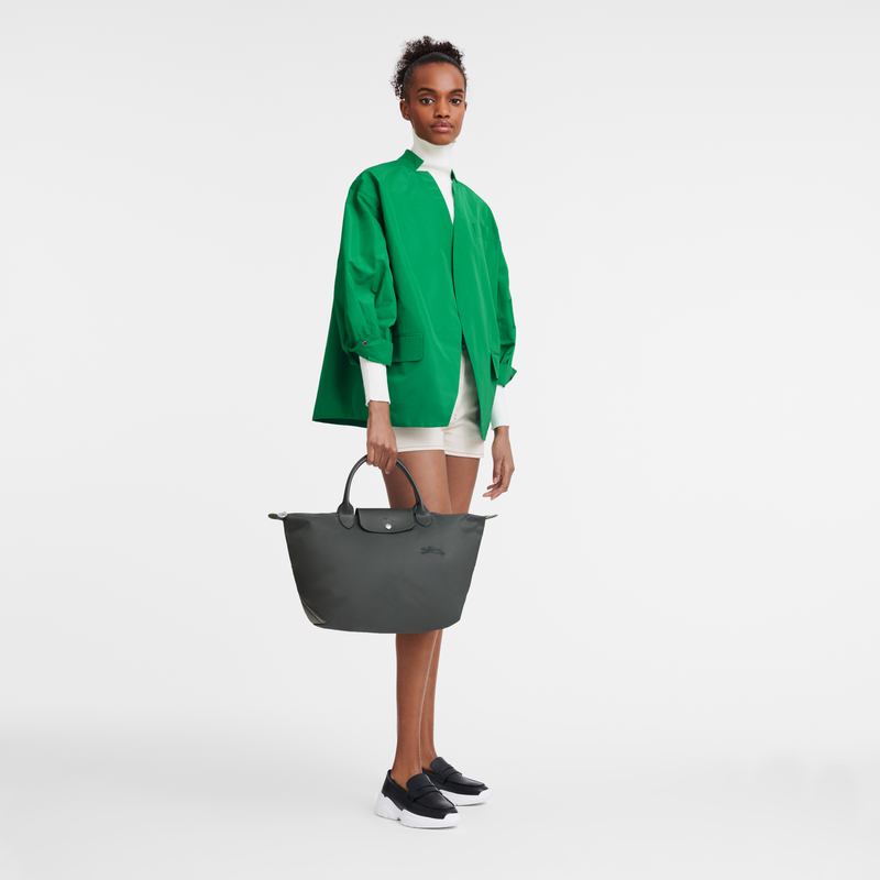 Longchamp Le Pliage Green Bolso Con Asa Superior M Lona Reciclada - Grafito