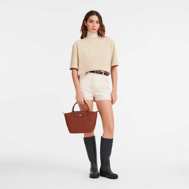 Longchamp Le Pliage Green Bolso Con Asa Superior S Lona Reciclada - Castaño