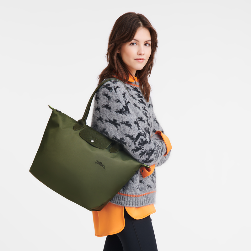 Longchamp Le Pliage Green Bolso De Hombro L Lona Reciclada - Bosque