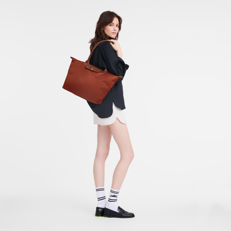 Longchamp Le Pliage Green Bolso De Hombro L Lona Reciclada - Castaño