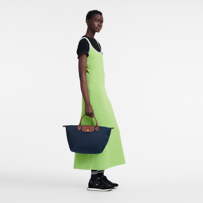 Longchamp Le Pliage Original Bolso Con Asa Superior M Lona Reciclada - Azul Marino