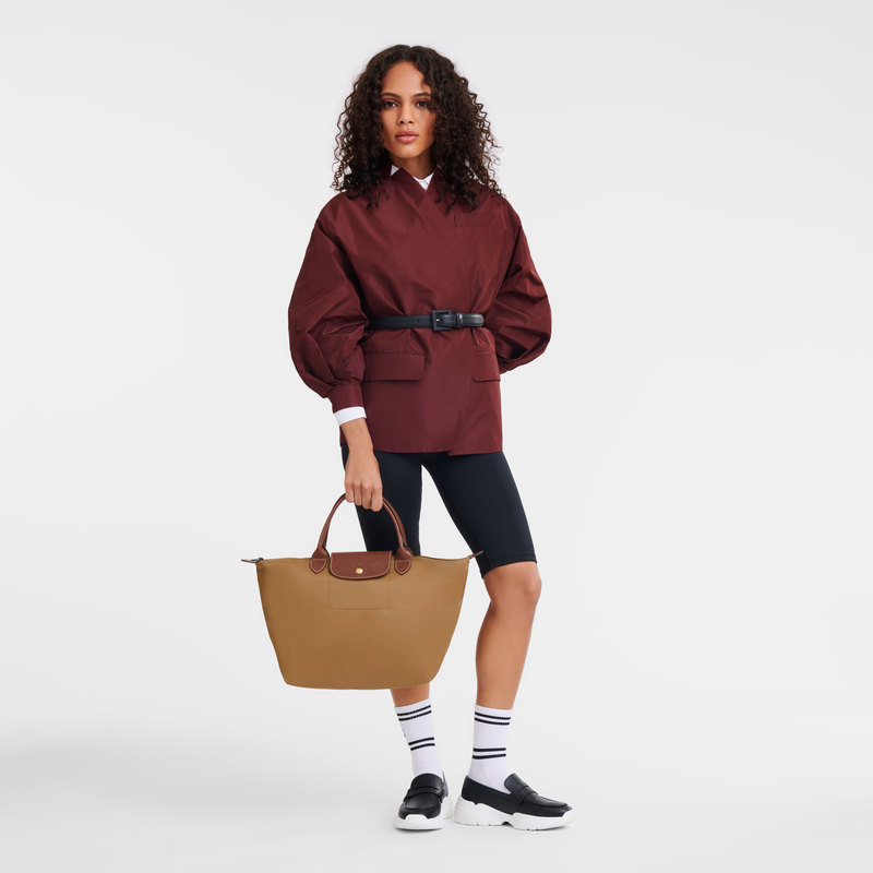 Longchamp Le Pliage Original Bolso Con Asa Superior M Lona Reciclada - Ante