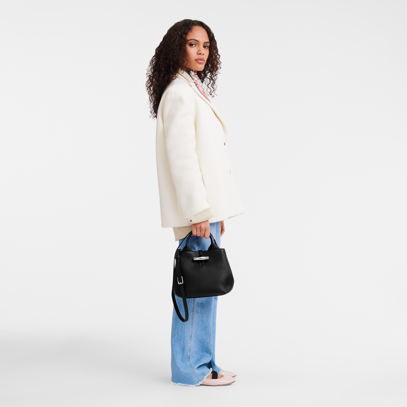 Longchamp Le Roseau Bolso Con Asa Superior S Cuero - Negro