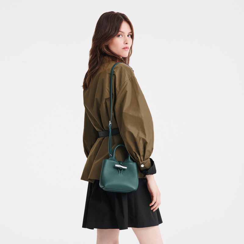 Longchamp Le Roseau Bolso Con Asa Superior XS Cuero - Cedro