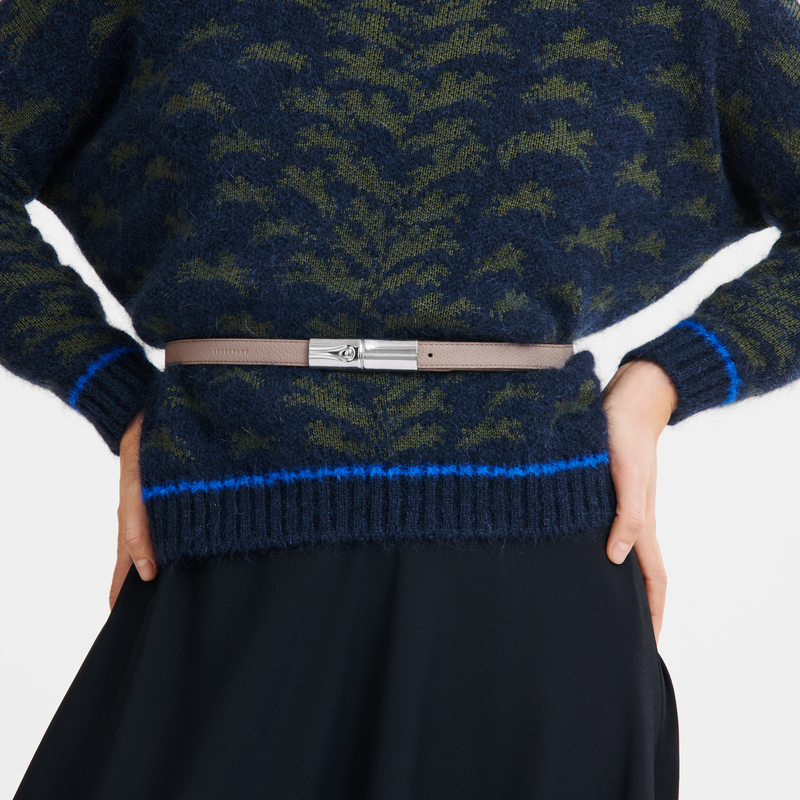 Longchamp Le Roseau Cinturón De Mujer Cuero - Arcilla