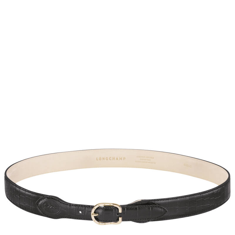Longchamp Longchamp 1980 Croco Cinturón de mujer Cuero - Negro