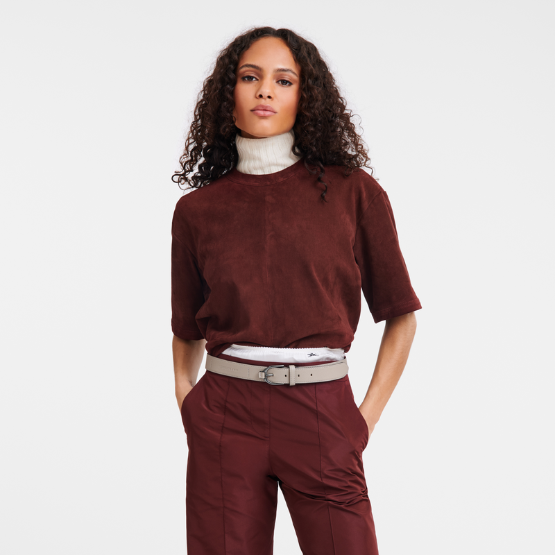 Longchamp Longchamp 3D Cinturón De Mujer Cuero - Arcilla