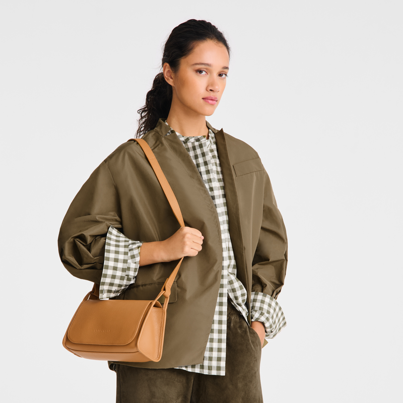 Longchamp Le Foulonné Bolso Bandolera M Cuero - Nuez