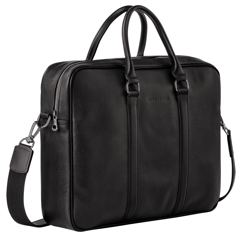 Longchamp Le Foulonné Maletín M Cuero - Negro