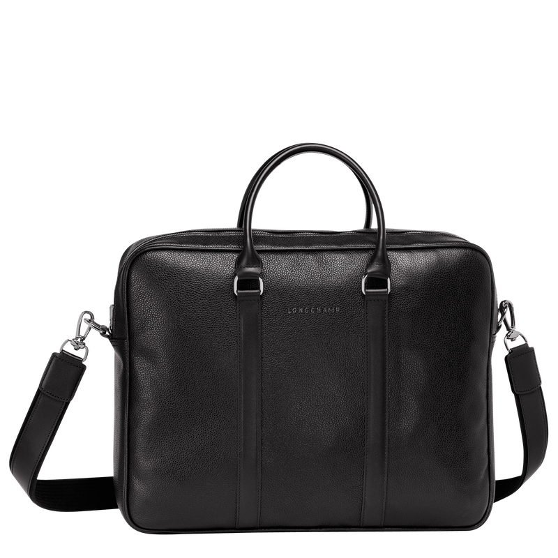 Longchamp Le Foulonné Maletín M Cuero - Negro