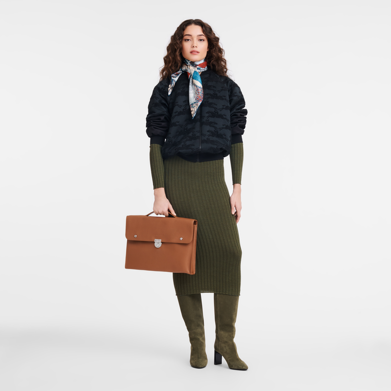 Longchamp Le Foulonné Maletín S Cuero - Caramelo