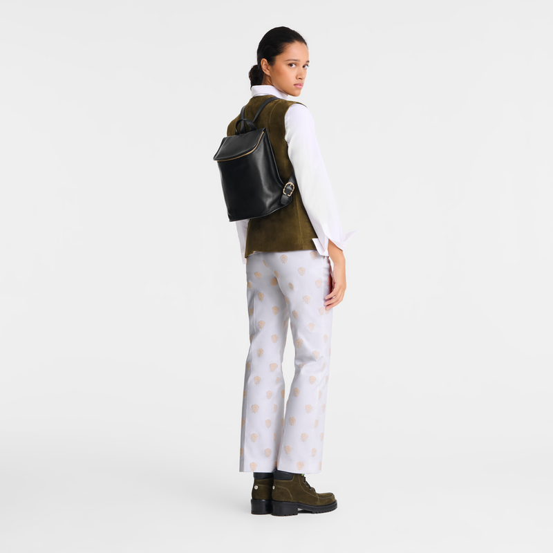 Longchamp Le Foulonné Mochila Cuero - Negro