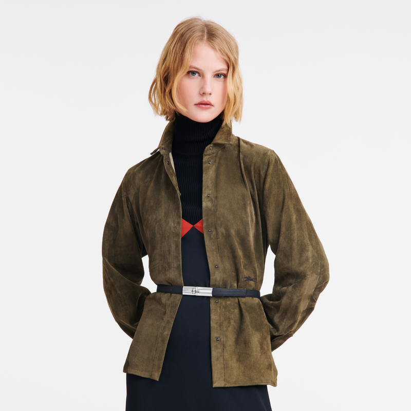 Longchamp Le Roseau Cinturón De Mujer Cuero - Negro