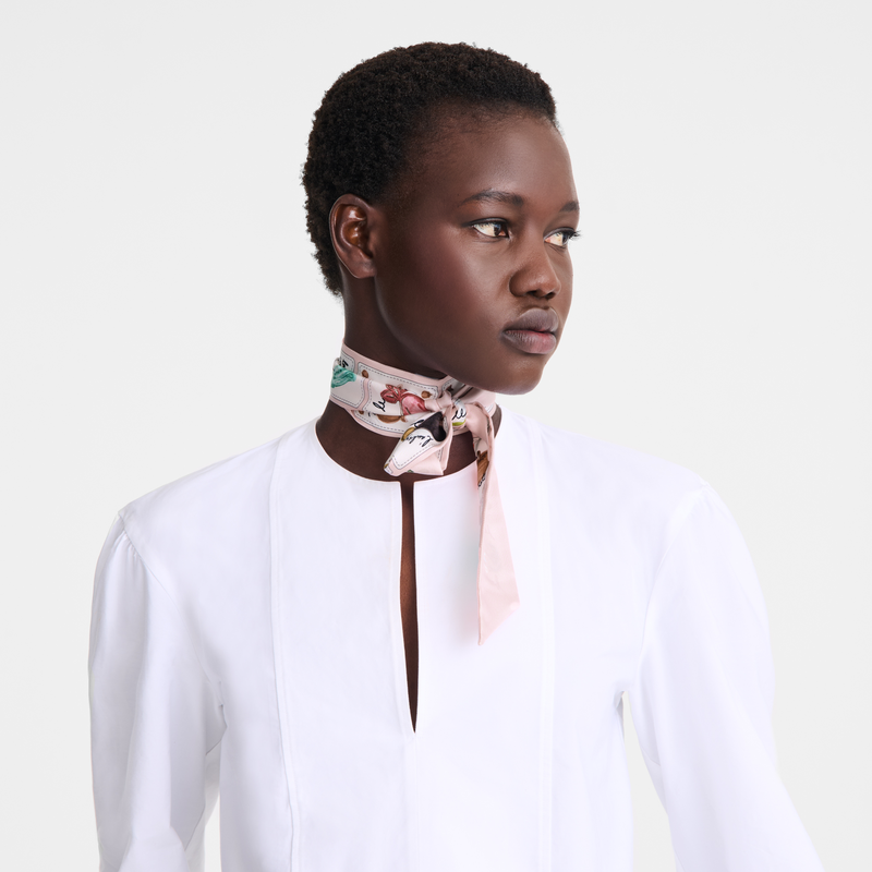 Longchamp Rosa Y Verde Banda Seda - Bailarina