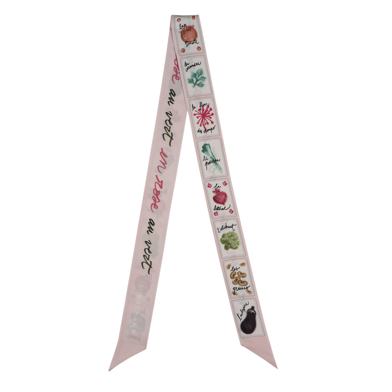 Longchamp Rosa y verde Banda Seda - Bailarina