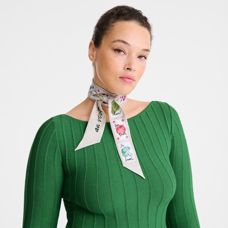 Longchamp Rosa Y Verde Banda Seda - Papel