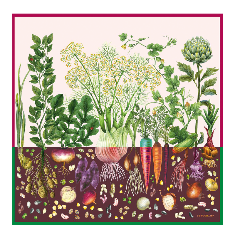 Longchamp Más allá del jardín Pañuelo de seda 90 Seda - Multicolor