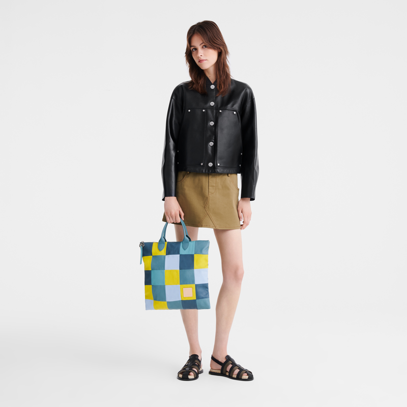 Longchamp Re-Play Bolso Con Asa Superior L Cuero - Eucalipto