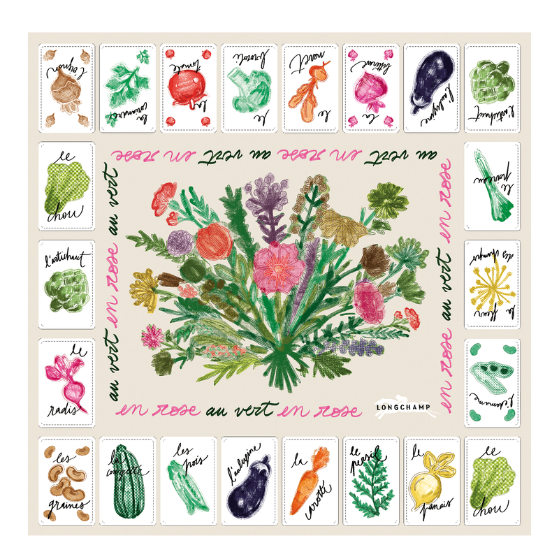 Longchamp Rosa y verde Pañuelo de seda 50 Seda - Papel