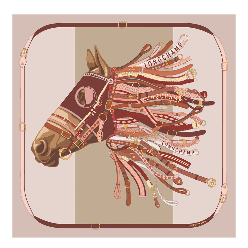 Longchamp Tête de cheval Pañuelo de seda 90 Seda - Bailarina