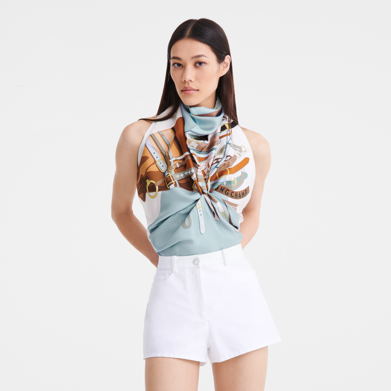 Longchamp Tête De Cheval Pañuelo De Seda 90 Seda - Verbena