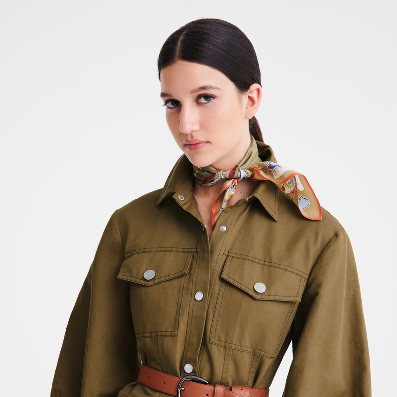 Longchamp Torre Ecuestre Pañuelo De Seda 50 Seda - Alcachofa