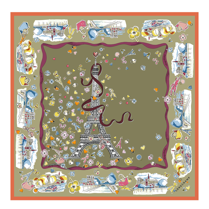 Longchamp Torre Ecuestre Pañuelo de seda 50 Seda - alcachofa