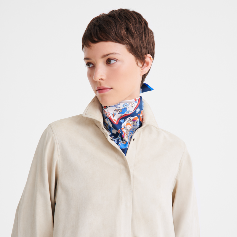 Longchamp Torre Ecuestre Pañuelo De Seda 50 Seda - Crudo