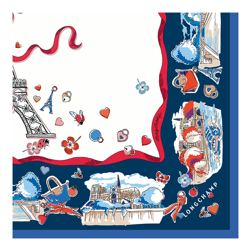 Longchamp Torre Ecuestre Pañuelo De Seda 50 Seda - Crudo