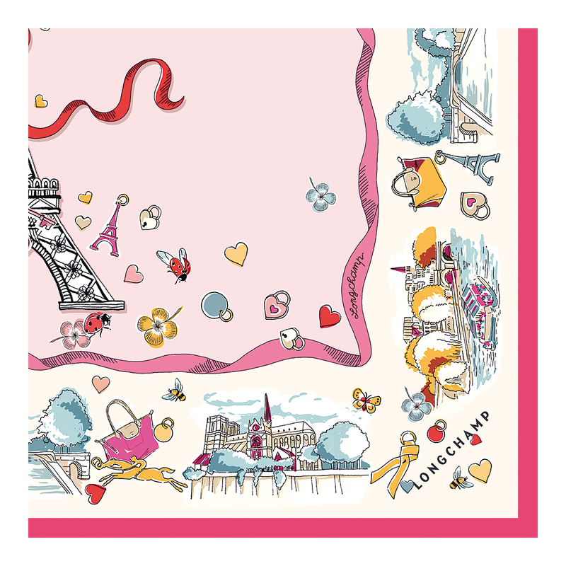 Longchamp Torre Ecuestre Pañuelo De Seda 50 Seda - Malvavisco