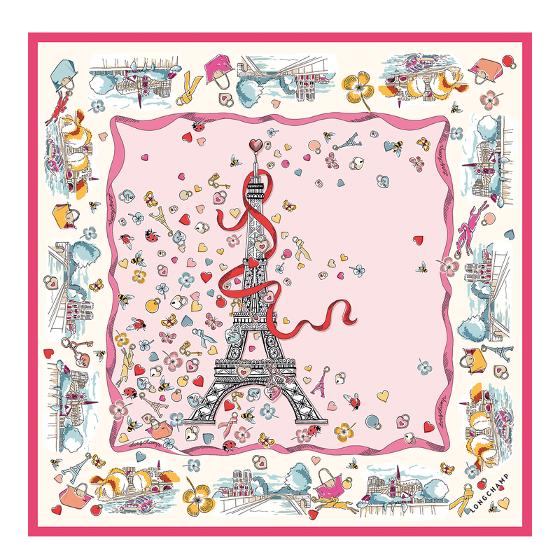 Longchamp Torre Ecuestre Pañuelo de seda 50 Seda - Malvavisco