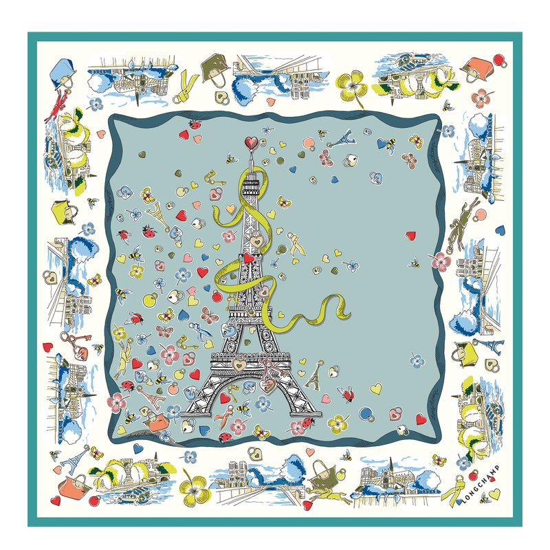 Longchamp Torre Ecuestre Pañuelo de seda 50 Seda - Verbena