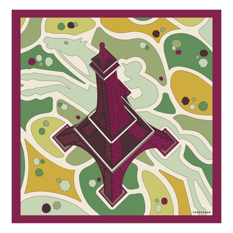 Longchamp Torre Ecuestre Pañuelo de seda 70 Seda - Remolacha