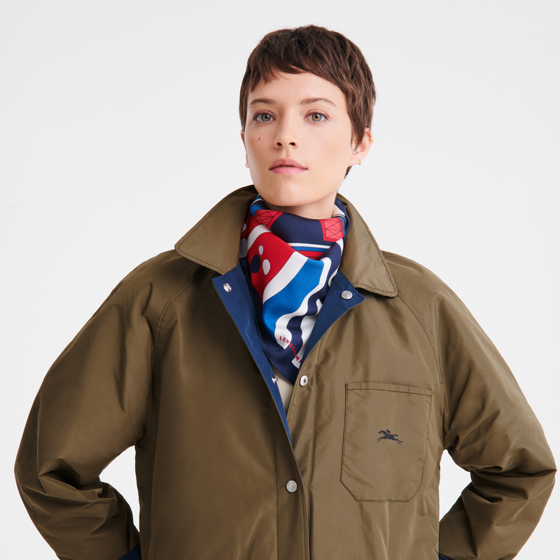 Longchamp Torre Ecuestre Pañuelo De Seda 70 Seda - Rojo