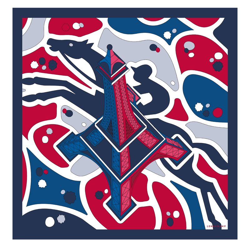 Longchamp Torre Ecuestre Pañuelo de seda 70 Seda - Rojo