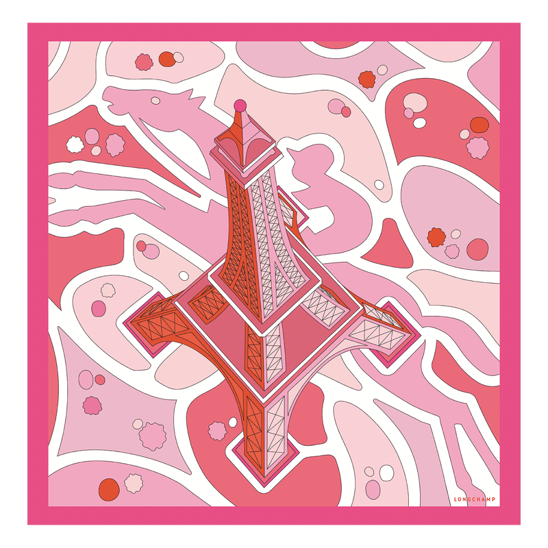 Longchamp Torre Ecuestre Pañuelo de seda 70 Seda - Rosa