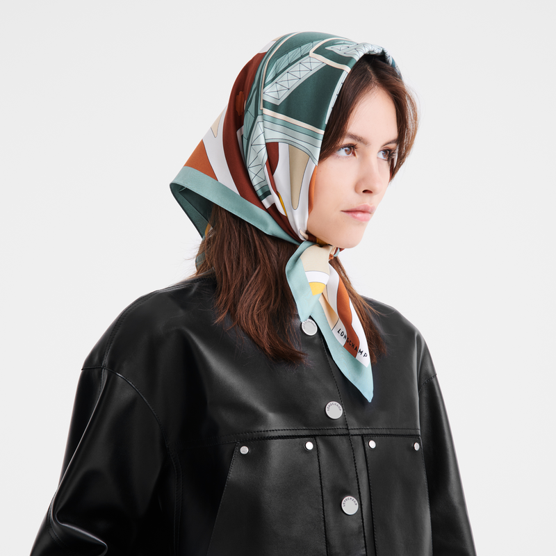 Longchamp Torre Ecuestre Pañuelo De Seda 70 Seda - Verbena