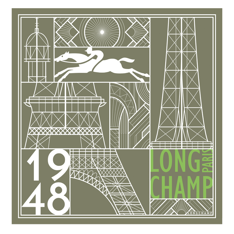 Longchamp Torre Eiffel 1948 Pañuelo de seda 50 Seda - alcachofa