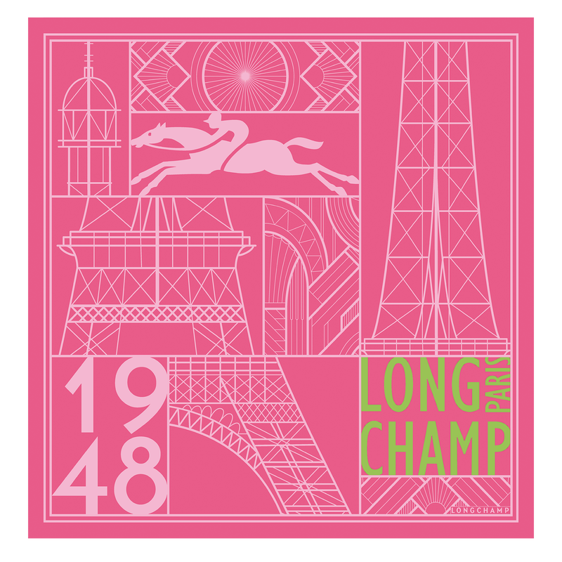 Longchamp Torre Eiffel 1948 Pañuelo de seda 50 Seda - Rosa