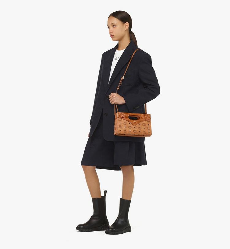 MCM Diamond Tote In Visetos And Croco-Embossed Leather