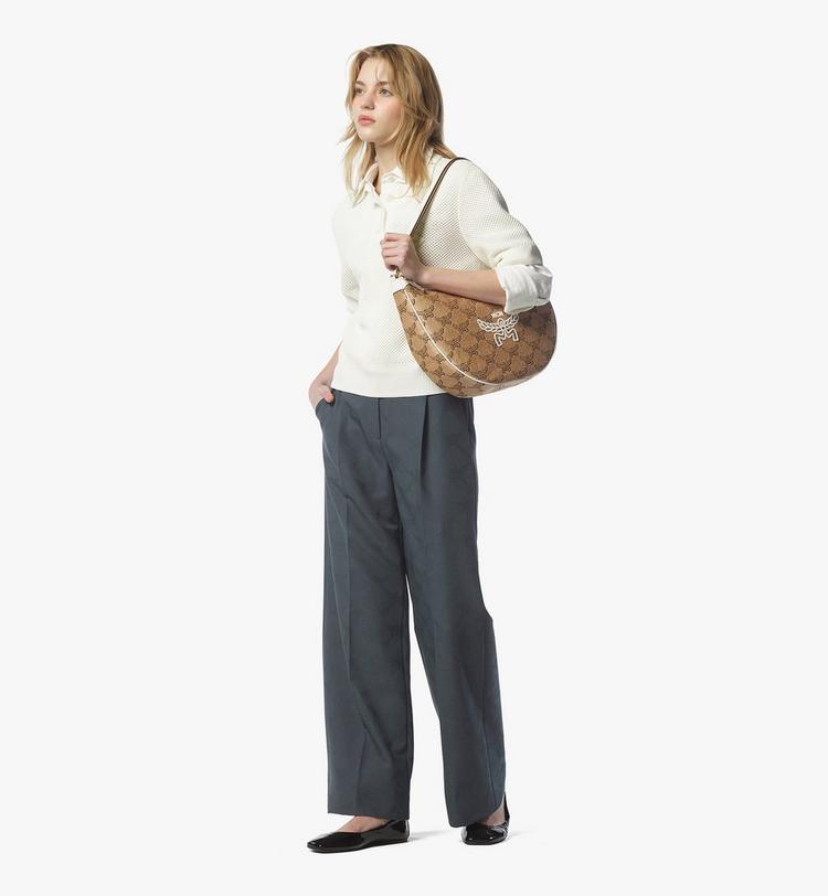 MCM Himmel Ascending Moon Hobo In Lauretos Raffia Jacquard