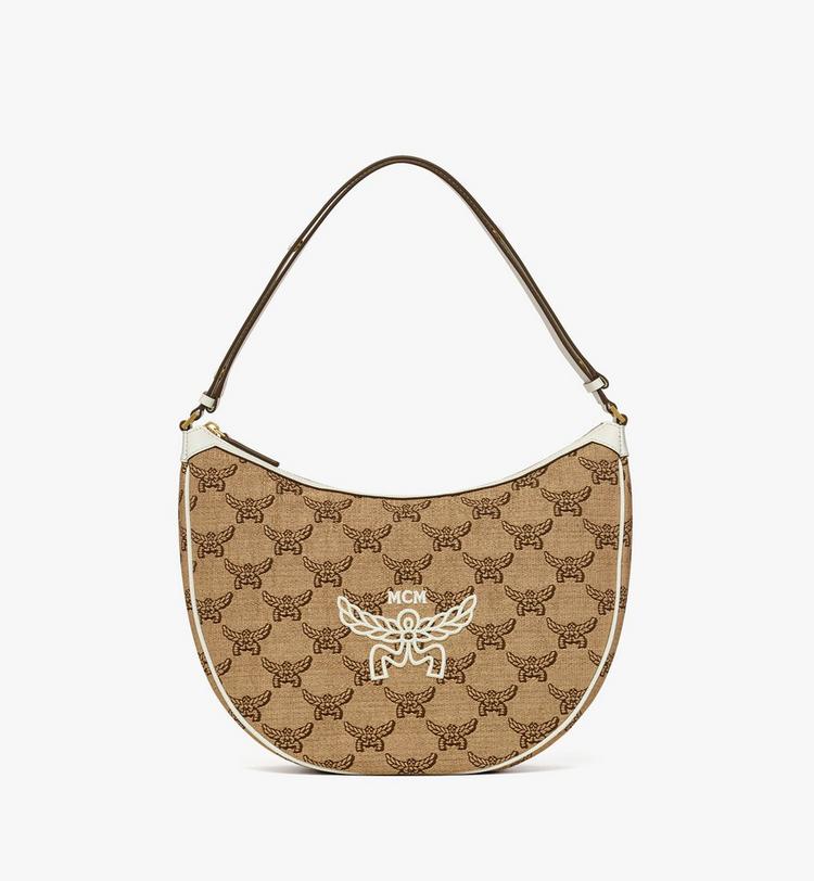 MCM Himmel Ascending Moon Hobo in Lauretos Raffia Jacquard