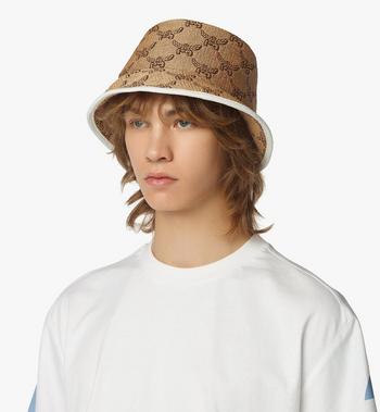 MCM Bucket Hat In Lauretos Raffia Jacquard