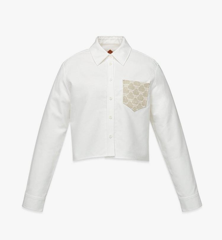 MCM Cropped Oxford Shirt with Jacquard Pocket